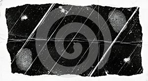 Abstract geometric pattern with diagonal lines and circular elements in black and white tones