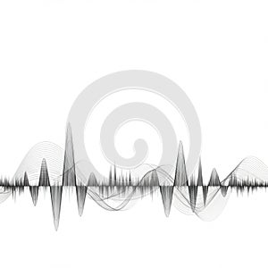 Abstract image featuring a black waveform pattern on a white background. It