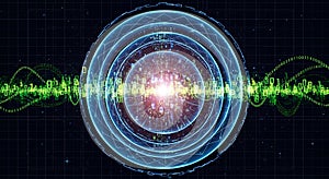 Digital Core with Binary Code and Concentric Circles