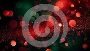 Abstract image featuring a dynamic array of bokeh lights in vibrant red and green hues.