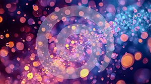 An abstract image featuring a dynamic array of colorful bokeh lights.