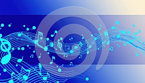 Abstract Blue Music Notes Background