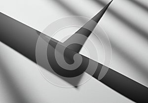 Abstract image featuring geometric shadows cast on a white surface. Two