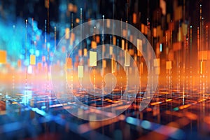 An abstract image featuring glowing squares and cubes. Perfect for adding a modern touch to any design project