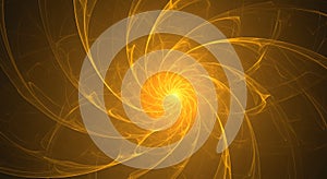 Abstract golden spiral with central light source, ai generated