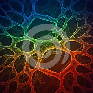 Abstract image featuring an intricate network of interconnected, web-like structures.