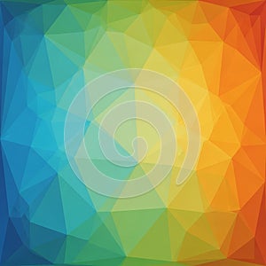 Abstract image featuring a multicolored geometric pattern. Triangular shapes are