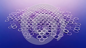 Abstract hexagonal pattern in vibrant purple and blue gradient background