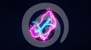 Abstract neon pink and blue splash on dark background, ai generated