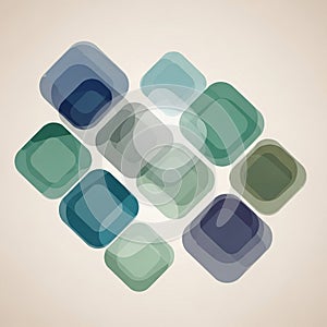 Abstract image featuring overlapping semi transparent squares in
