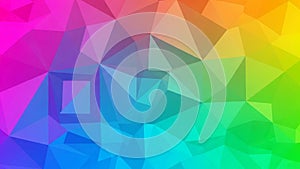 An abstract image featuring a rainbow colored geometric pattern