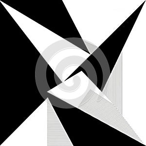 Abstract image featuring sharp, intersecting black and white triangles creating a dynamic geometric