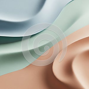 Abstract image featuring smooth, overlapping layers of pastel-colored material,