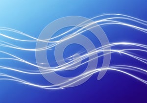 Abstract image featuring smooth, white, luminous lines curving