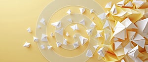 Abstract White Triangular Shapes on Yellow Background