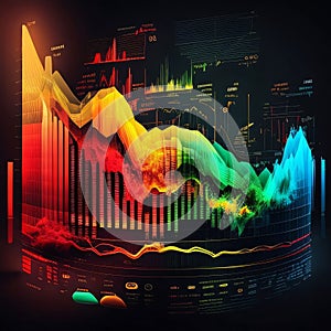 abstract image of financial charts and graphs on the dark background