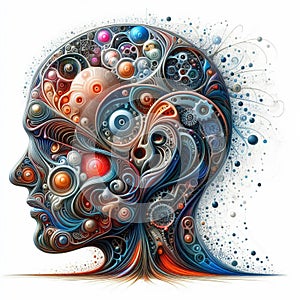 The abstract image of the human mind, consciousness. The background is clean whit?