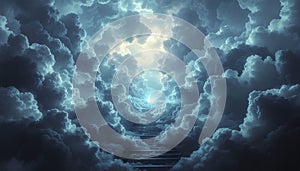 Abstract image of light shining through dark clouds, symbolizing hope and recovery