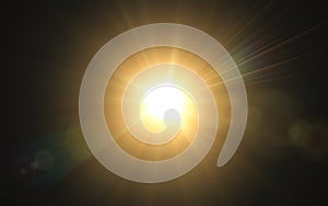 Abstract image of lighting flare.Abstract sun burst with digital lens flare background.Gold nature flare