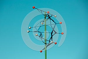 Molecule diagram on blue background