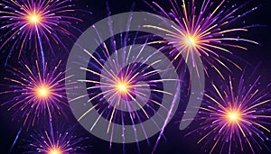 Abstract image of multiple, colorful fireworks exploding in the night sky, creating a bright and festive display.