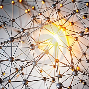 An abstract image of a network of interconnected spheres and lines.