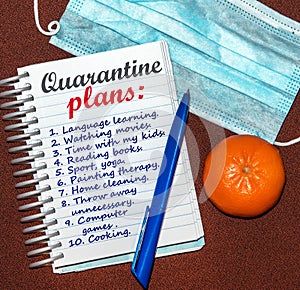 An abstract image of a notebook with plans for what to do while a coronavirus quarantin