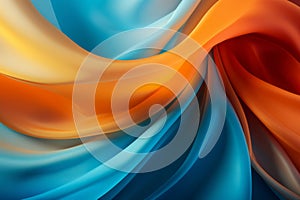 an abstract image of an orange blue and yellow fabric