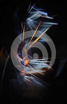 The abstract image painted by moving light and moving objects.