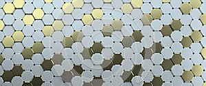 Abstract image of a pattern of hexagons arranged diagonally 3D image