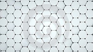 Abstract image of a pattern of white hexagons and black meshes 3D image
