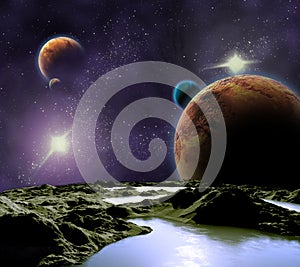 Abstract image of a planet with water.