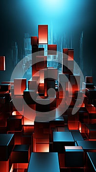 an abstract image of red and black cubes