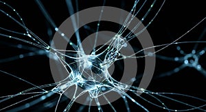 Futuristic glowing nerve cell structure connection
