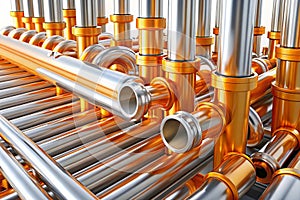 Another direction. Orange and silver pipes on background