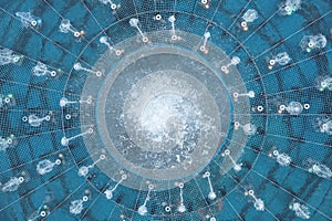 Abstract image of a sidewalk fountain, Aerial top view