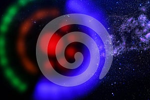 abstract image spaceship ufo in the night sky and astrology concept.