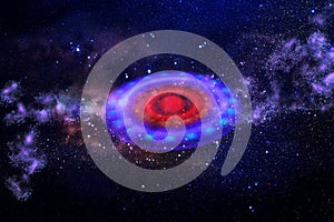 abstract image spaceship ufo in the night sky and astrology concept.