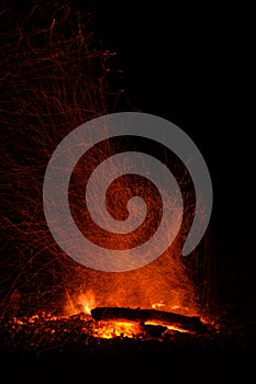 Abstract image of sparks floating up from a bonfire