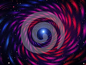 an abstract image of a spiral galaxy with red and blue swirls