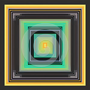 an abstract image of a square with yellow green and blue colors