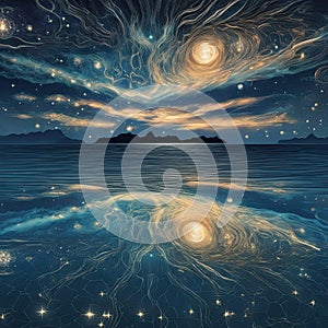 An abstract image of a starry night. AI generated