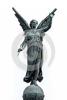 Abstract image of statue of ancient goddess Victoria Nick with palm branch in hand. The epitome of victory