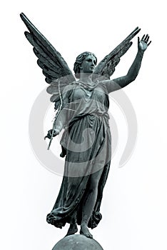 Abstract image of statue of ancient goddess Victoria Nick with palm branch in hand. The epitome of victory