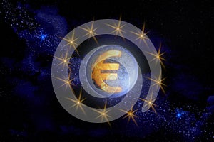 Abstract Image of the symbol of the European currency euro as a