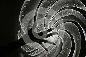 Abstract image of two hands in the form of ghostly smoke.