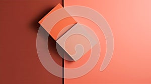 Abstract image with two squares on an orange and beige background with copy space