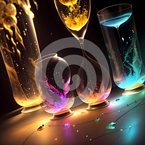 Abstract image of various hourglasses of different shapes and sizes next to each other