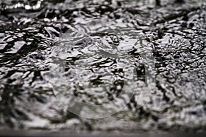 Abstract image of water wave because of rain. Beauty created by nature.