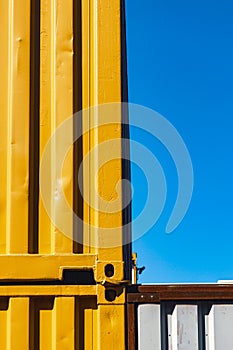 Abstract image of yellow shipping containers